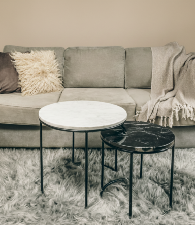 Mesa Ratona Nido Redonda Con Tapas de Mármol Carrara Blanco y Negro Marquina. Tiempo de fabricación 15 días aprox.